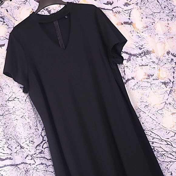 KEYHOLE BLACK DRESS 26/28 Lane Bryant Plus LBD Cocktail Formal Office A-line 90s - Picture 1 of 8